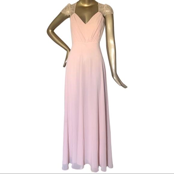 🌸Delicate 🌸chiffon and stretch lace gown size Sm - Picture 1 of 7
